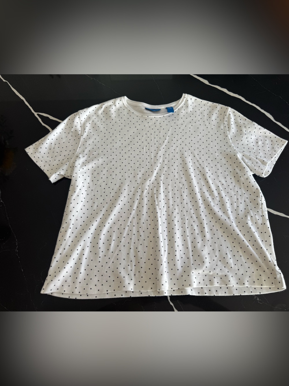 Karen Scott White Short Sleeve Tee with Black Dot Print